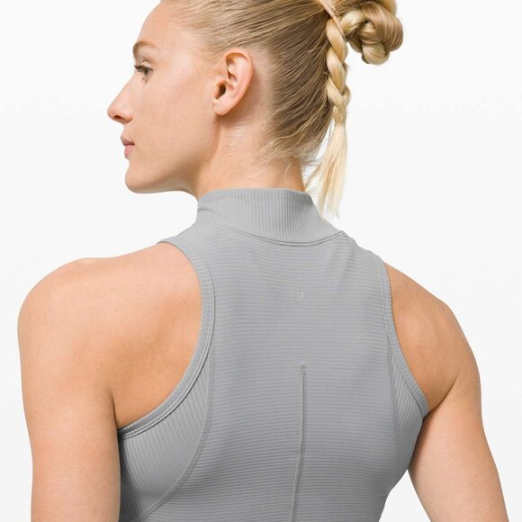 Lululemon Rib Zip-Front Cropped Run Tank Top in Rhino Grey, XS - Picture 10 of 10